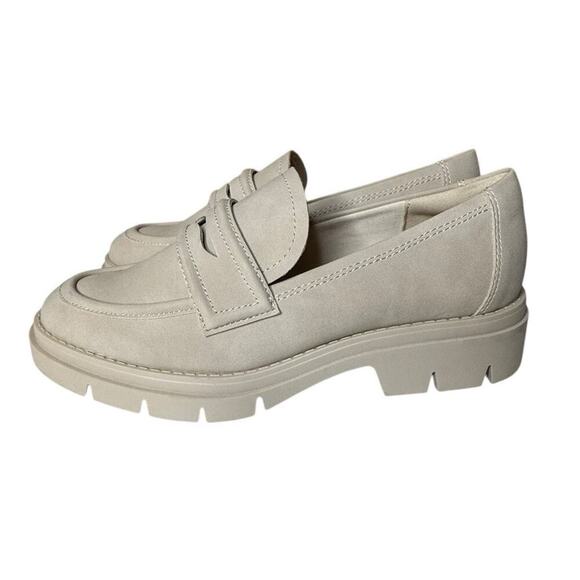 JENN ARDOR Women's Chunky Loafers Slip On Lug Sole Penny Loafer 7.5 Beige Matte - Picture 5 of 7